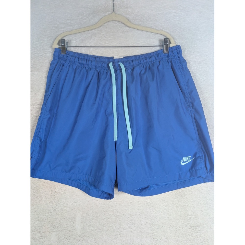 Nike Athletic Shorts Men's XL Blue Mesh Lined Drawstring Pockets Sporty